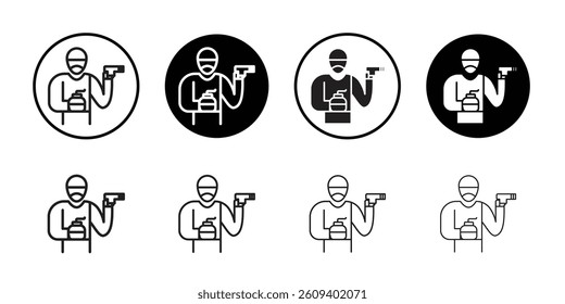 Terrorist with a bomb icon Isolated flat vector in outline