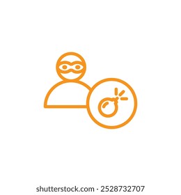 Terrorist with a bomb icon Outline vector for web ui