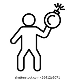 Terrorist with a bomb icon simple flat icon vector symbol