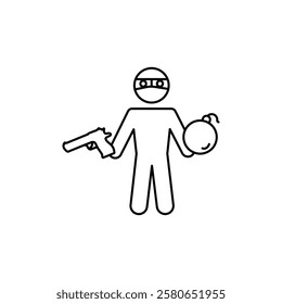 Terrorist with a bomb icon Vector logo set flat