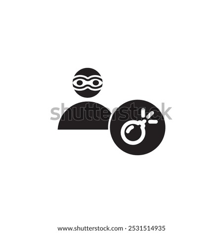 Terrorist with a bomb icon web design in vector