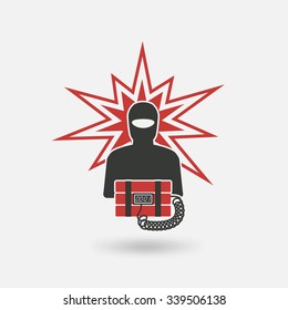 terrorist with bomb. vector illustration - eps 10