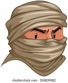 Terrorist covered his face with cloth illustration