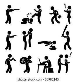 Terrorist Crime Bad Violence Kill Murder Snatch Thief Criminal Icon Symbol Sign Pictogram