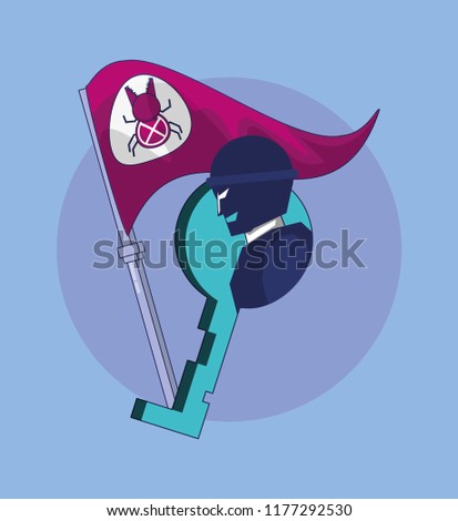 terrorist with flag bug cyber atack