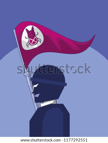 terrorist with flag bug cyber atack