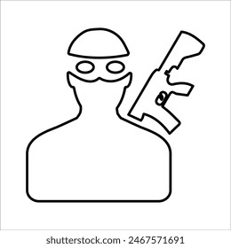 Terrorist Flat Icon Line Vector graphics