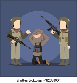 terrorist get caught by soldier