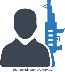Terrorist with gun icon vector illustration 