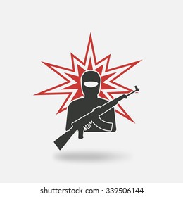 terrorist with gun. vector illustration - eps 10