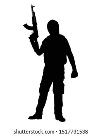 A terrorist with his weapon silhouette vector