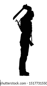 A terrorist with his weapon silhouette vector