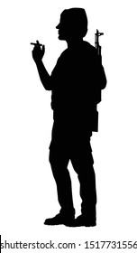 A terrorist with his weapon silhouette vector