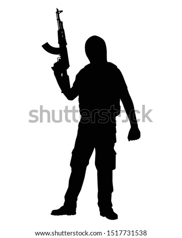 A terrorist with his weapon silhouette vector