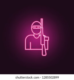 terrorist icon. Elements of Crime Investigation in neon style icons. Simple icon for websites, web design, mobile app, info graphics