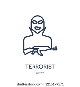 Terrorist icon. Terrorist linear symbol design from Army collection.