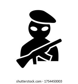 Symbol für Terroristen oder Logo einzeln auf Zeichen, Vektorgrafik - hochwertige Vektorsymbole in schwarzem Stil
