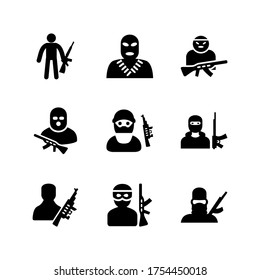 icono terrorista o logotipo símbolo de señas aislado ilustración vectorial - Colección de iconos vectores de estilo negro de alta calidad
