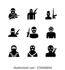 Terroristensymbol oder Logo einzeln auf Zeichen, Vektorgrafik - Kollektion von hochwertigen Vektorsymbolen mit schwarzem Stil
