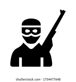 Symbol für Terroristen oder Logo einzeln auf Zeichen, Vektorgrafik - hochwertige Vektorsymbole in schwarzem Stil

