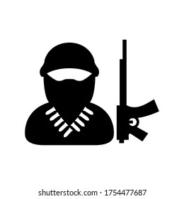 Symbol für Terroristen oder Logo einzeln auf Zeichen, Vektorgrafik - hochwertige Vektorsymbole in schwarzem Stil
