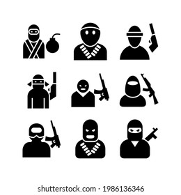 icono terrorista o logotipo símbolo de señas aislado ilustración vectorial - Colección de iconos vectores de estilo negro de alta calidad
