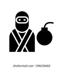 Symbol für Terroristen oder Logo einzeln auf Zeichen, Vektorgrafik - hochwertige Vektorsymbole in schwarzem Stil
