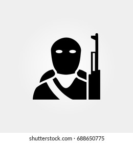 Terrorist Icon. Vector Sign Symbol On White Background