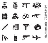 Terrorist Icons. Black Flat Design. Vector Illustration. 