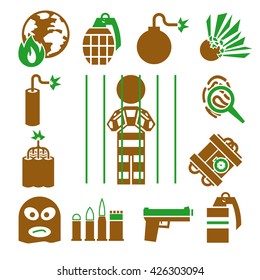 terrorist icons set