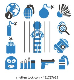 terrorist icons set