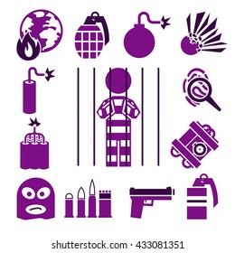 terrorist icons set