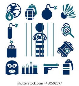 terrorist icons set