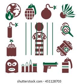 terrorist icons set