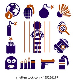 terrorist icons set