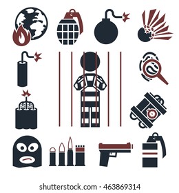 terrorist icons set