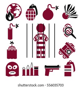 terrorist icons set