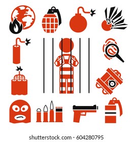 terrorist icons set