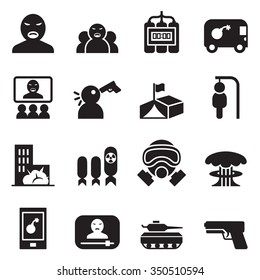 Terrorist Icons Set Vector Illustration