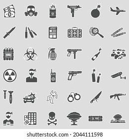 Terrorist Icons. Sticker Design. Vector Illustration.