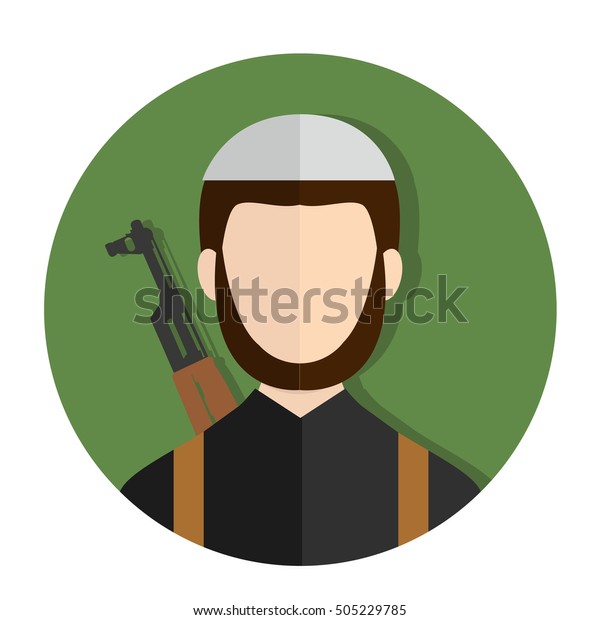 Terrorist Islamic Extremist Kalashnikov Rifle Vector Stock Vector ...