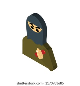 Terrorist Isometric Left Top View 3D Icon