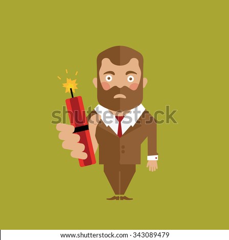 Terrorist man character with bomb