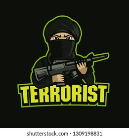 Terrorist - Mascot & E-sport Logo - All elements on this template are editable with vector software