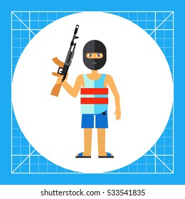 Terrorist in Mask with Gun Icon