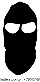 Terrorist mask vector silhouette isolated on white background. Robber, stealer in phantom mask.