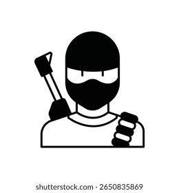 Ícone de preenchimento criminoso mascarado de terrorista