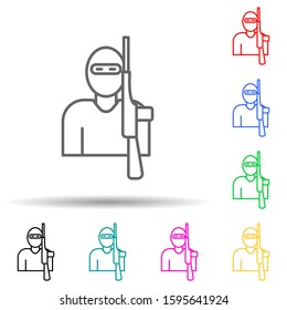 terrorist multi color style icon. Simple thin line, outline vector of crime Investigation icons for ui and ux, website or mobile application