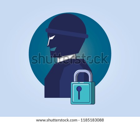 terrorist with padlock privacy data