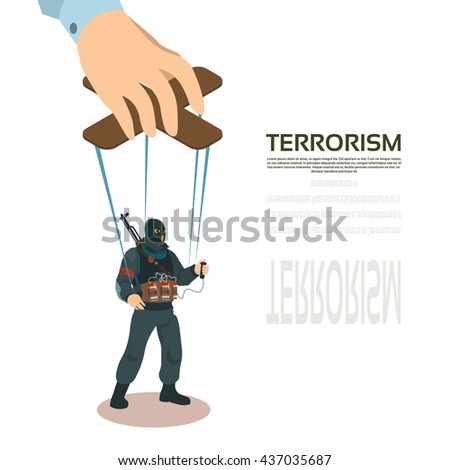 Terrorist Puppet Hand Terrorism Control Vector Illustration